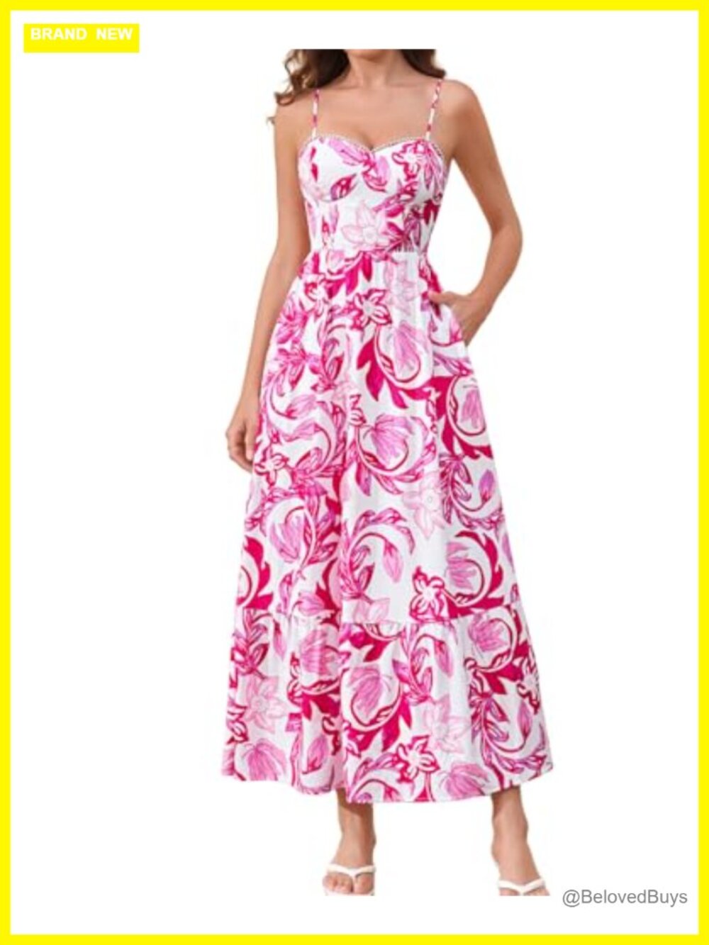 Women's Floral Maxi Dress Sweetheart Lace Corset A-Line Summer Beach Wedding